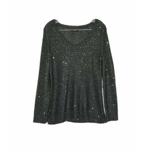 Apt 9 Gray Silver Sequins V Neck Sweater M